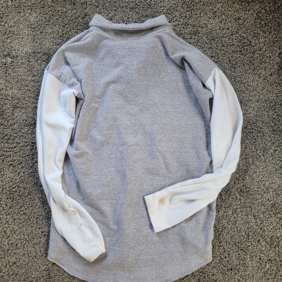 PINK Logo Three-Quarter Zip Up Pull Over Collar Size Gray White Small - Picture 9 of 11